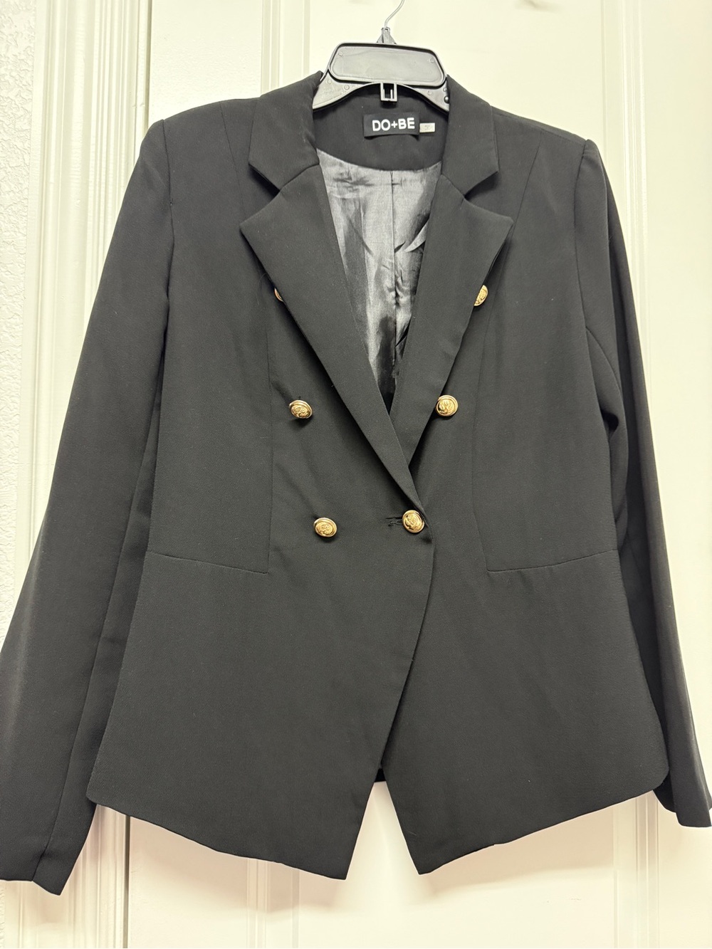 DO+BE Black Double-Breasted Blazer with Gold Buttons